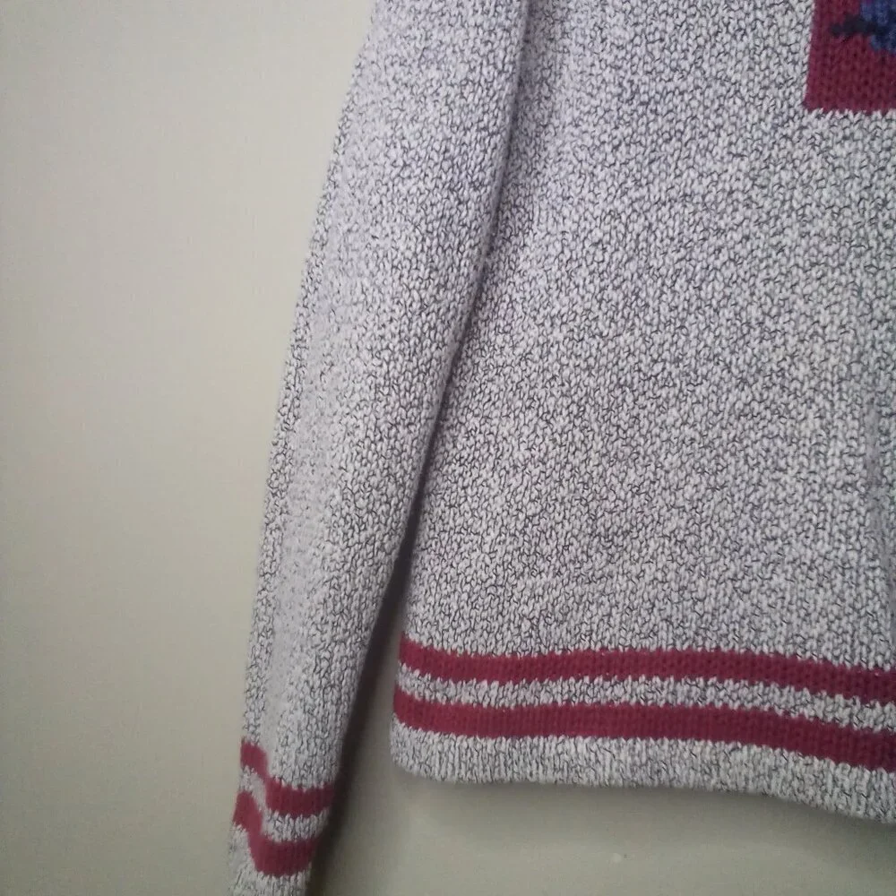 Christopher Banks Sweater S Christmas Holiday Snowman Long Sleeve Hand Embroider